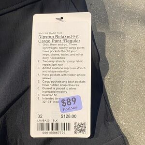 Brand new Lululemon Ripstop Relaxed-Fit Cargo Pant *Regular